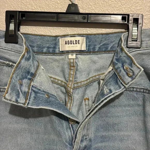 AGOLDE Riley High Rise Straight Crop in Whiplash Distressed Jeans - Picture 5 of 9